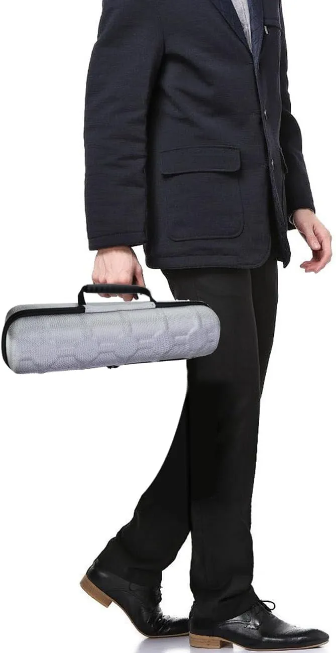 Juntan 5 Slots Hard Watch Travel Case, Portable Nylon Zipper Storage Organizer Box for Men Women with Soft Compressible Foam Pillow Black Silver (Silver, 5 Slots Nylon)