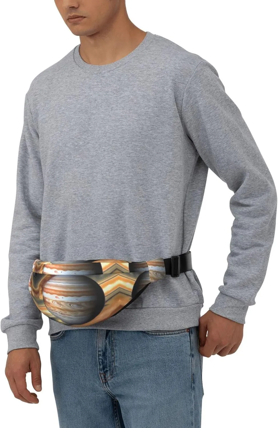 Jupiter Landscape Print Large Crossbody Fanny Pack, Cute Waterproof Waist Pack Belt Bag For Men, Women, Stylish Running Accessory