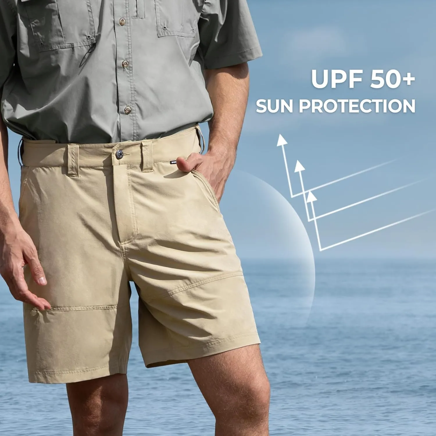 KastKing Cool Caster Men's Fishing Shorts, UPF 50  Hiking Shorts, 10.5” and 7.5” Available, Water Repellent, 4-Way Stretch