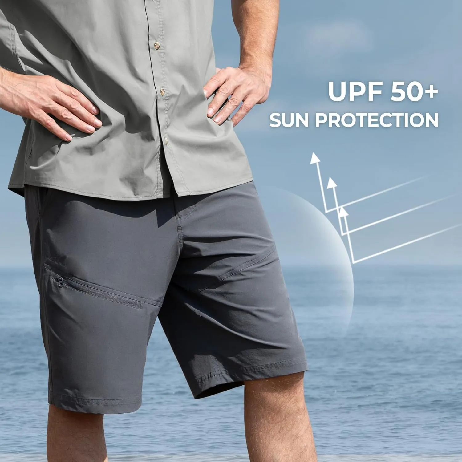 KastKing Cool Caster Men's Fishing Shorts, UPF 50  Hiking Shorts, 10.5” and 7.5” Available, Water Repellent, 4-Way Stretch
