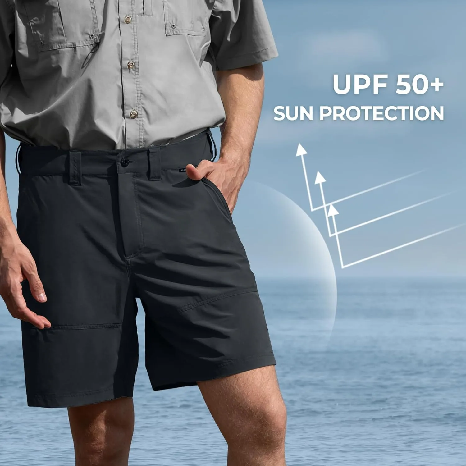 KastKing Cool Caster Men's Fishing Shorts, UPF 50  Hiking Shorts, 10.5” and 7.5” Available, Water Repellent, 4-Way Stretch