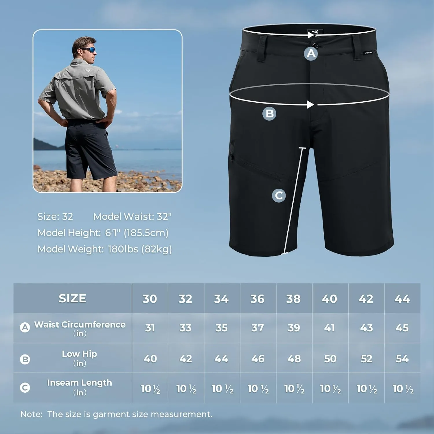 KastKing Cool Caster Men's Fishing Shorts, UPF 50  Hiking Shorts, 10.5” and 7.5” Available, Water Repellent, 4-Way Stretch