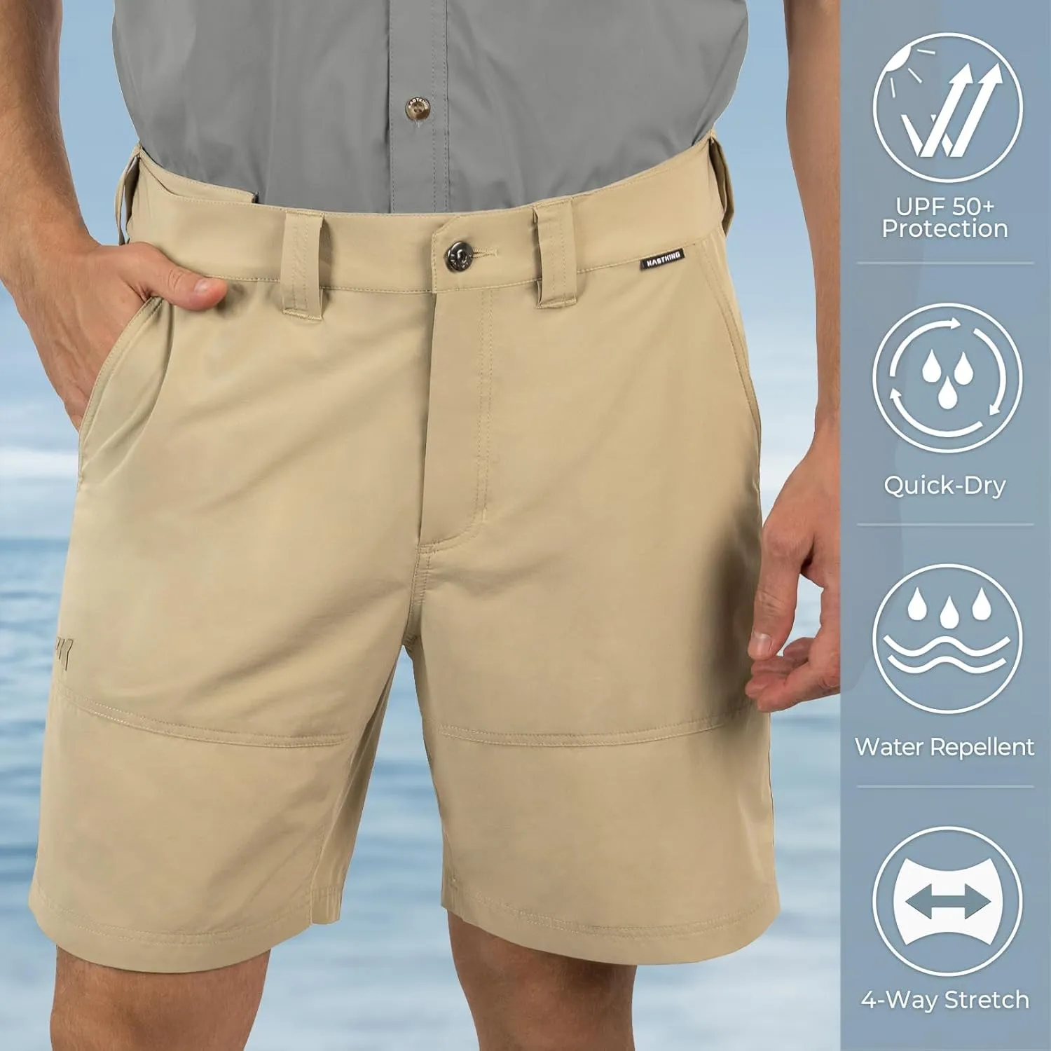 KastKing Cool Caster Men's Fishing Shorts, UPF 50  Hiking Shorts, 10.5” and 7.5” Available, Water Repellent, 4-Way Stretch