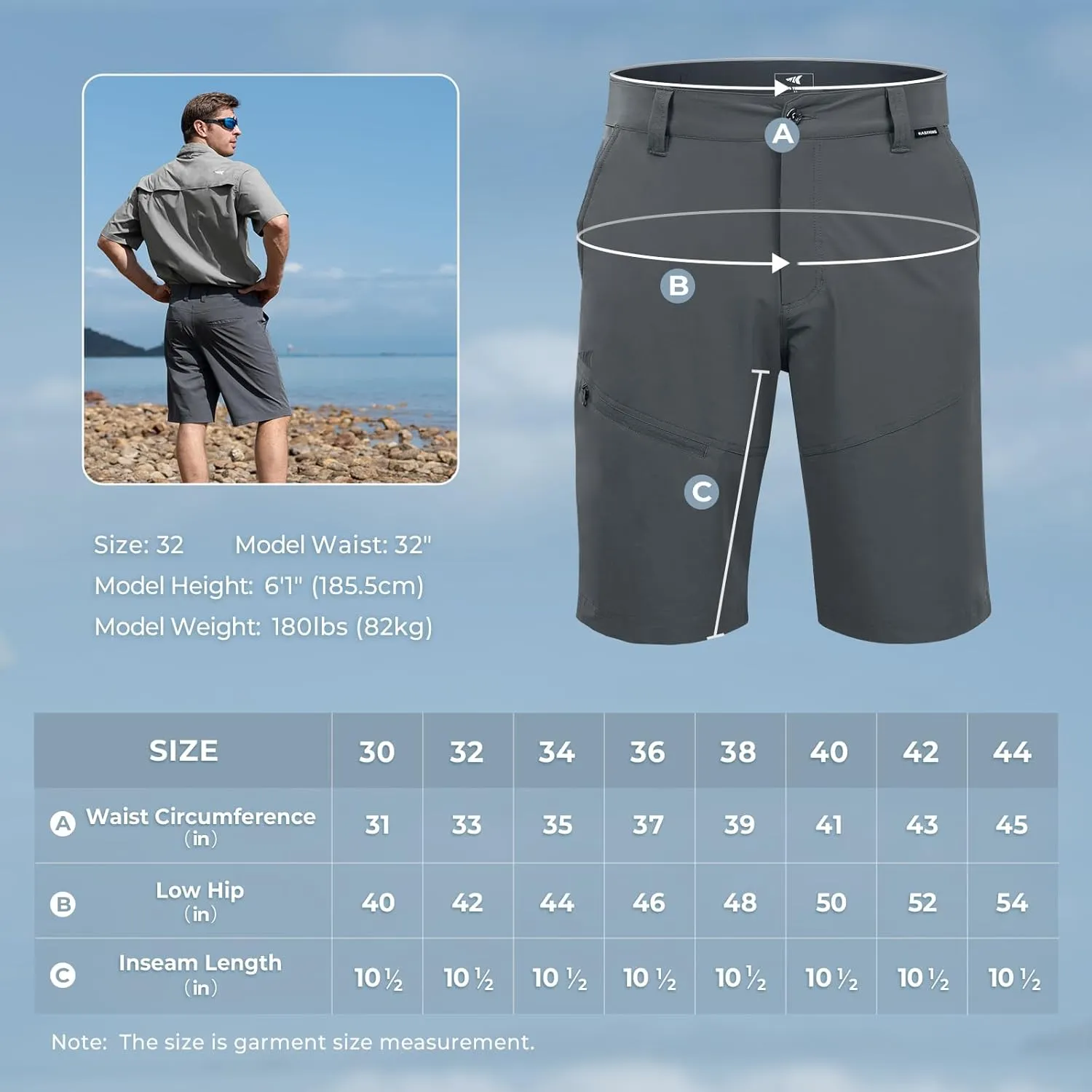 KastKing Cool Caster Men's Fishing Shorts, UPF 50  Hiking Shorts, 10.5” and 7.5” Available, Water Repellent, 4-Way Stretch
