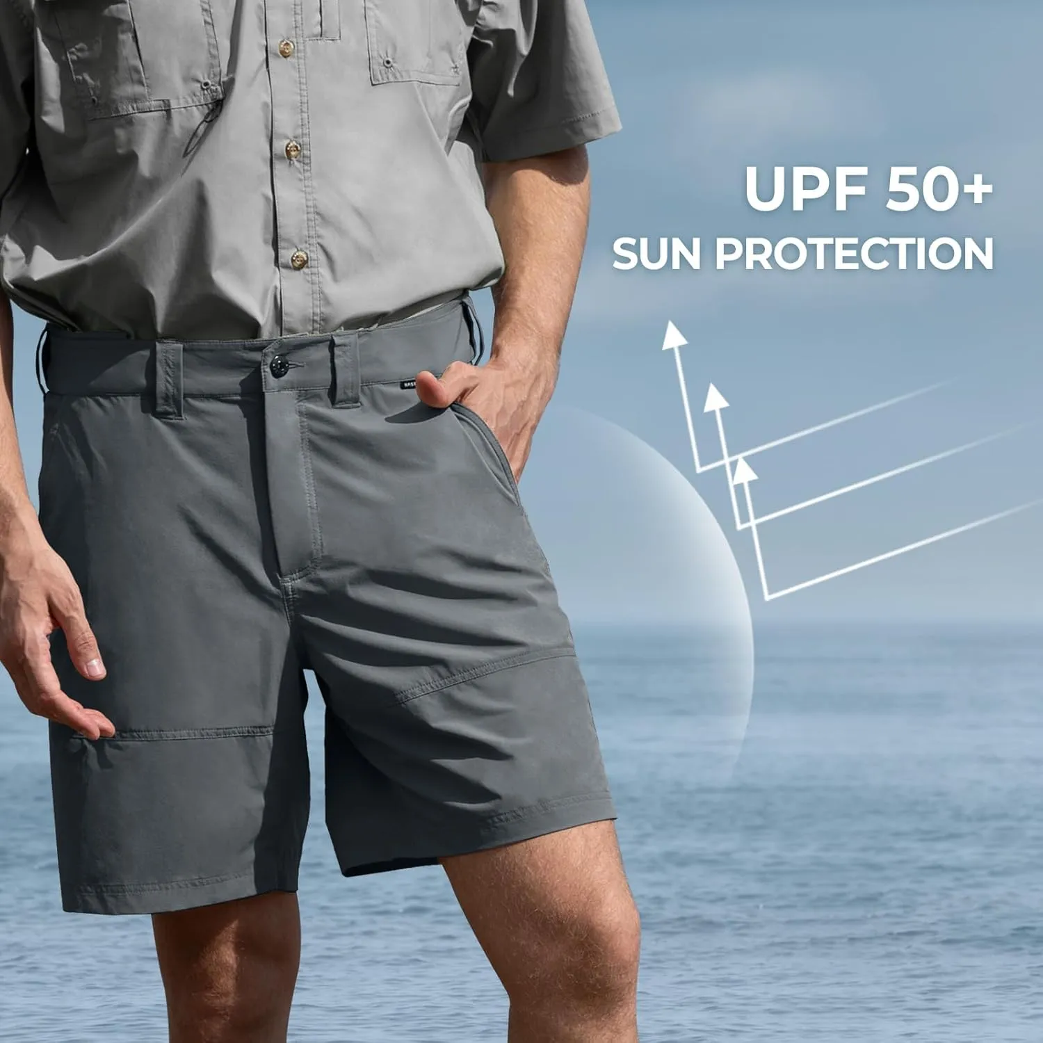 KastKing Cool Caster Men's Fishing Shorts, UPF 50  Hiking Shorts, 10.5” and 7.5” Available, Water Repellent, 4-Way Stretch