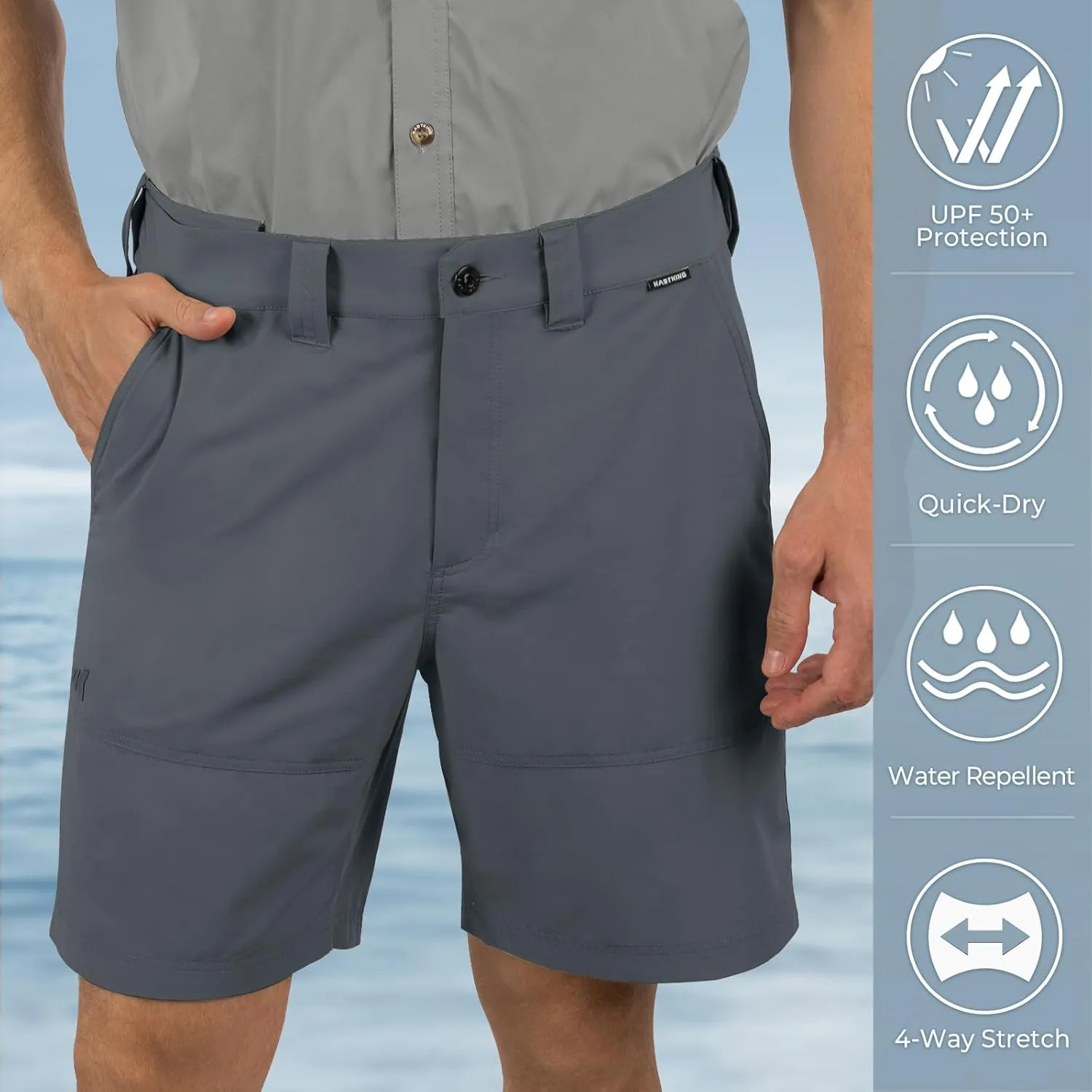 KastKing Cool Caster Men's Fishing Shorts, UPF 50  Hiking Shorts, 10.5” and 7.5” Available, Water Repellent, 4-Way Stretch