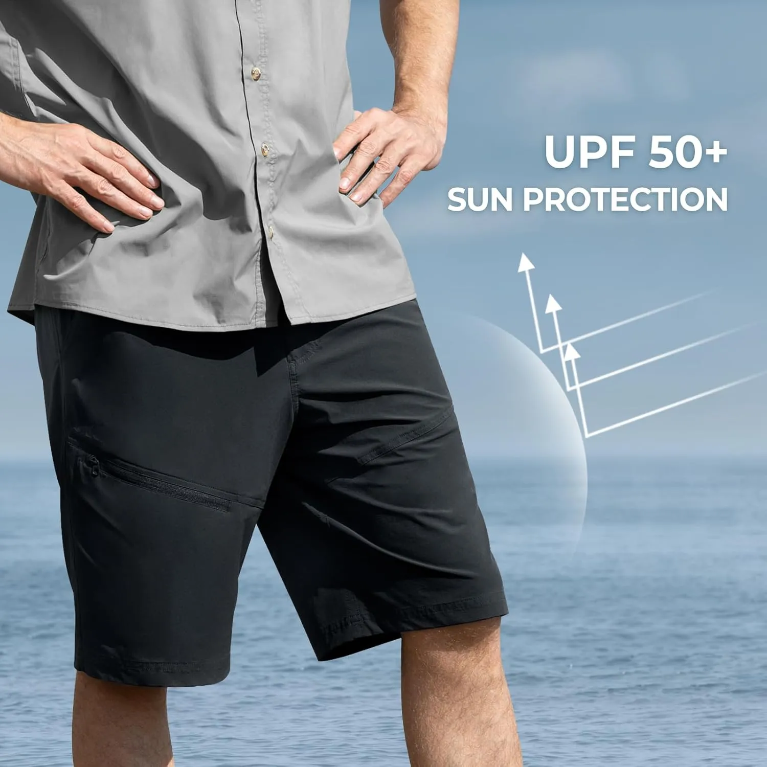KastKing Cool Caster Men's Fishing Shorts, UPF 50  Hiking Shorts, 10.5” and 7.5” Available, Water Repellent, 4-Way Stretch
