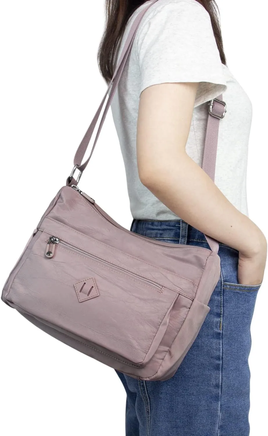 KAUKKO Women Crossbody Bag Handbag Lightweight Shoulder Purse Nylon Multi Pocket Crossbody Bag Ladies Travel Handbag