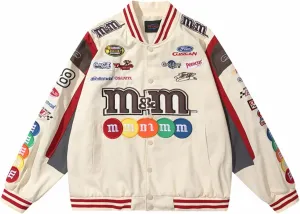 KAYIN Mens Embroidery Jacket Patchwork Baseball Jackets Varsity Retro Casual Sweatshirt Unisex Sport Streetwear Coats Tops