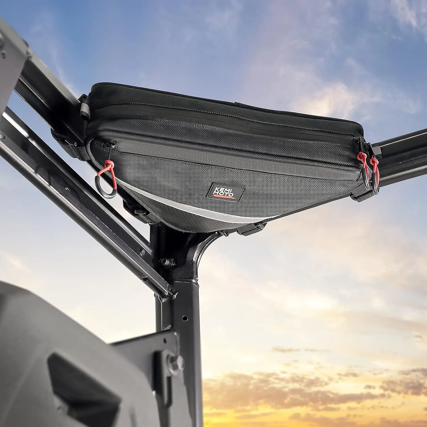KEMIMOTO UTV Roll Bar Triangle Storage Bag, 2 Packs Water Resistant Universal Roof/Door/Side Armrest Bag Compatible with Most UTV, Road and Mountain Bikes