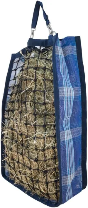 Kensington Slow Feed Hay Bag with Extra-Durable Nylon Straps Designed for Better Digestion, Colic-Free Feeding, 2 Flake, Kentucky Blue