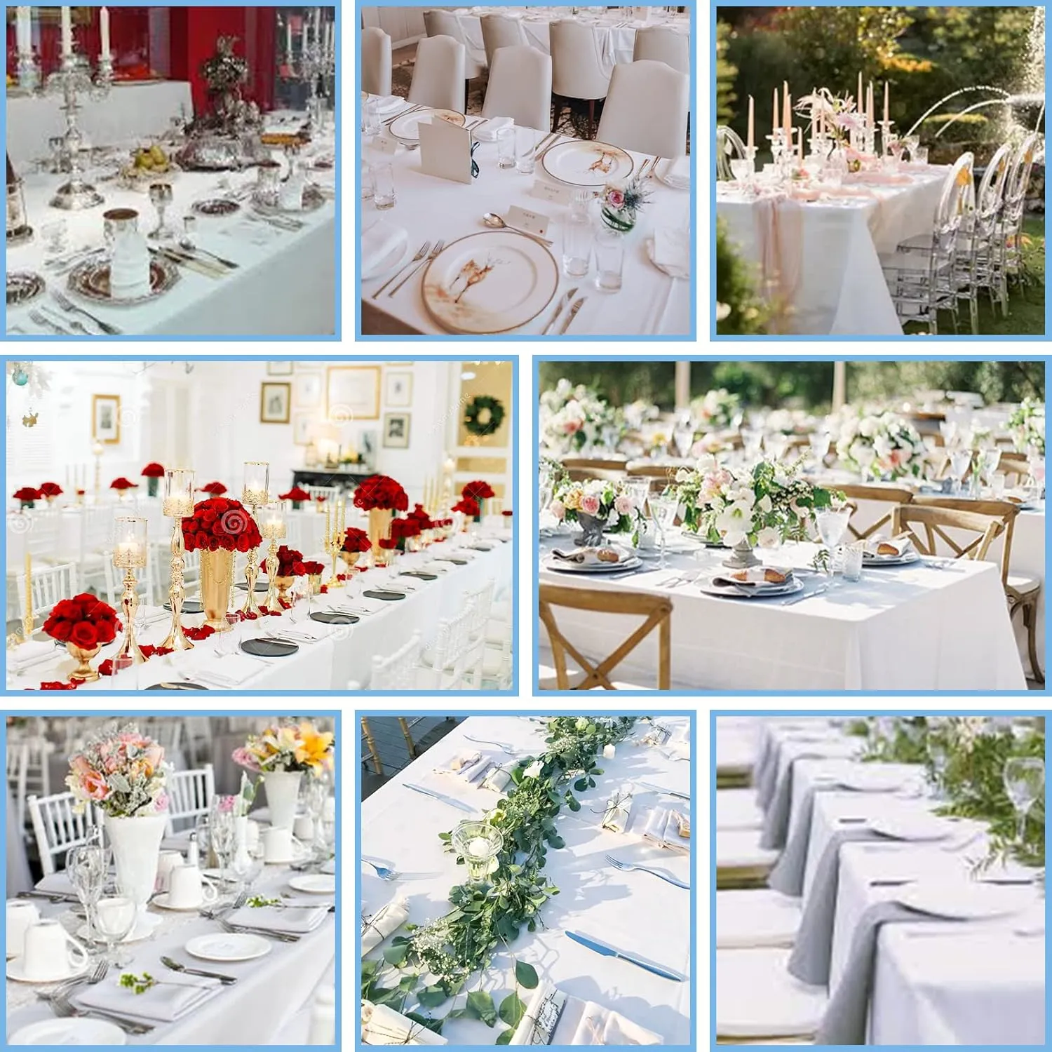 Kesfey 4 Packs White Polyester Table Cloth 60 x102 inch Washable Wrinkle Resistant Tablecloths Fabric Table Covers for 6 Foot Rectangle Tables High Density Banquet Tablecloth for Wedding Celebration