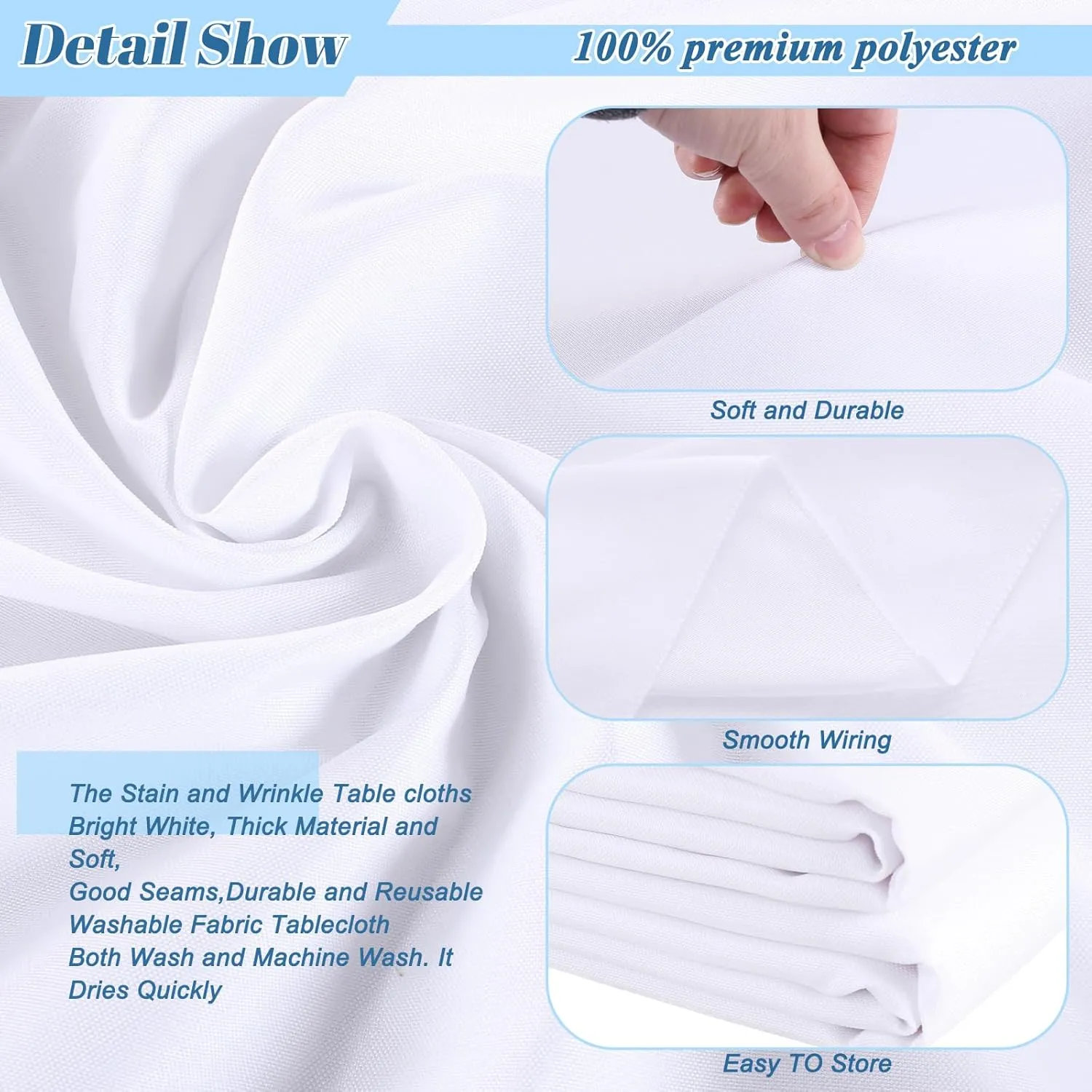 Kesfey 4 Packs White Polyester Table Cloth 60 x102 inch Washable Wrinkle Resistant Tablecloths Fabric Table Covers for 6 Foot Rectangle Tables High Density Banquet Tablecloth for Wedding Celebration