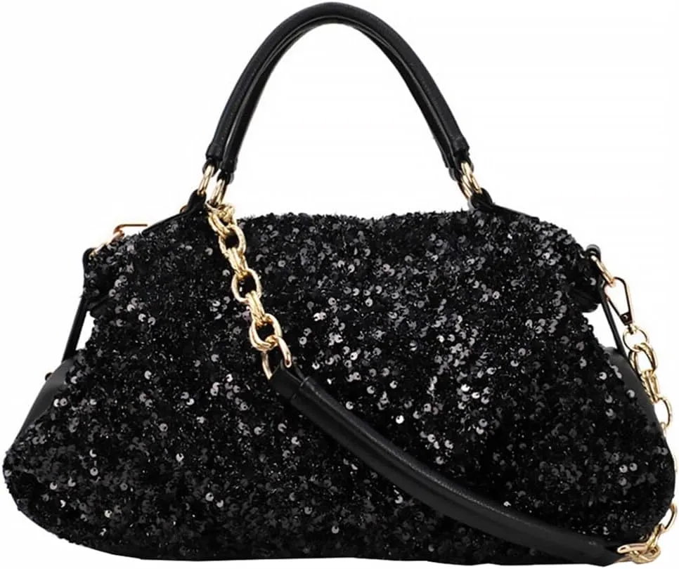 KESYOO 1 Pc Sequin Tote Over Shoulder Bag for Women Black Tote Purse Hand Bag for Womens Woman Crossbody Bag Crossbody Bags for Women Trendy Ladies Hand Bags Sequins Miss Chic Handbag