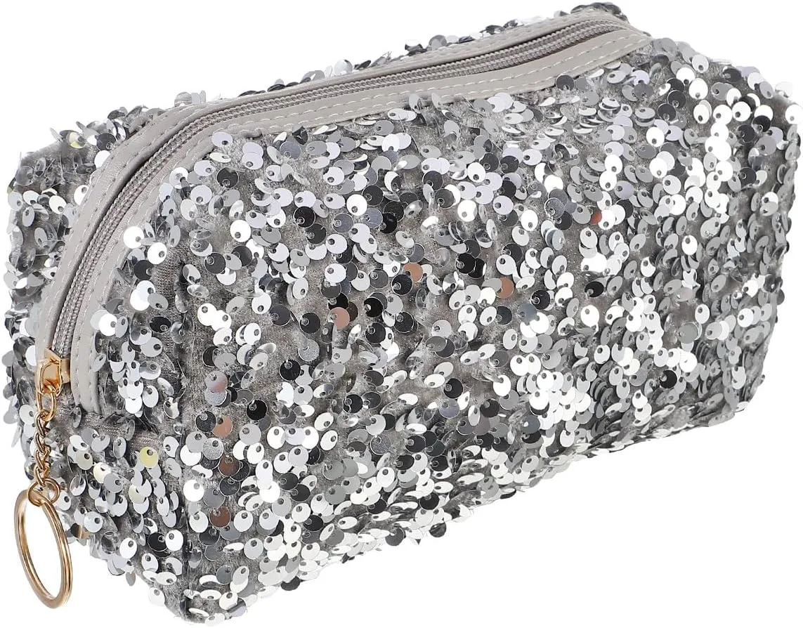 KESYOO 1pc Sequin Cosmetic Bag Bags Plus Size Sequins Large Capacity Makeup Bag Small Nightclub Sequin Makeup Bag Zipper Mermaid Large Make up Bag Glitter Women Pouch Travel Velvet Case