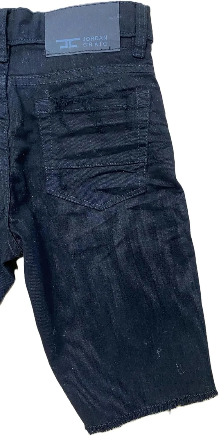Kids Shreded Jet Black Jeans Shorts