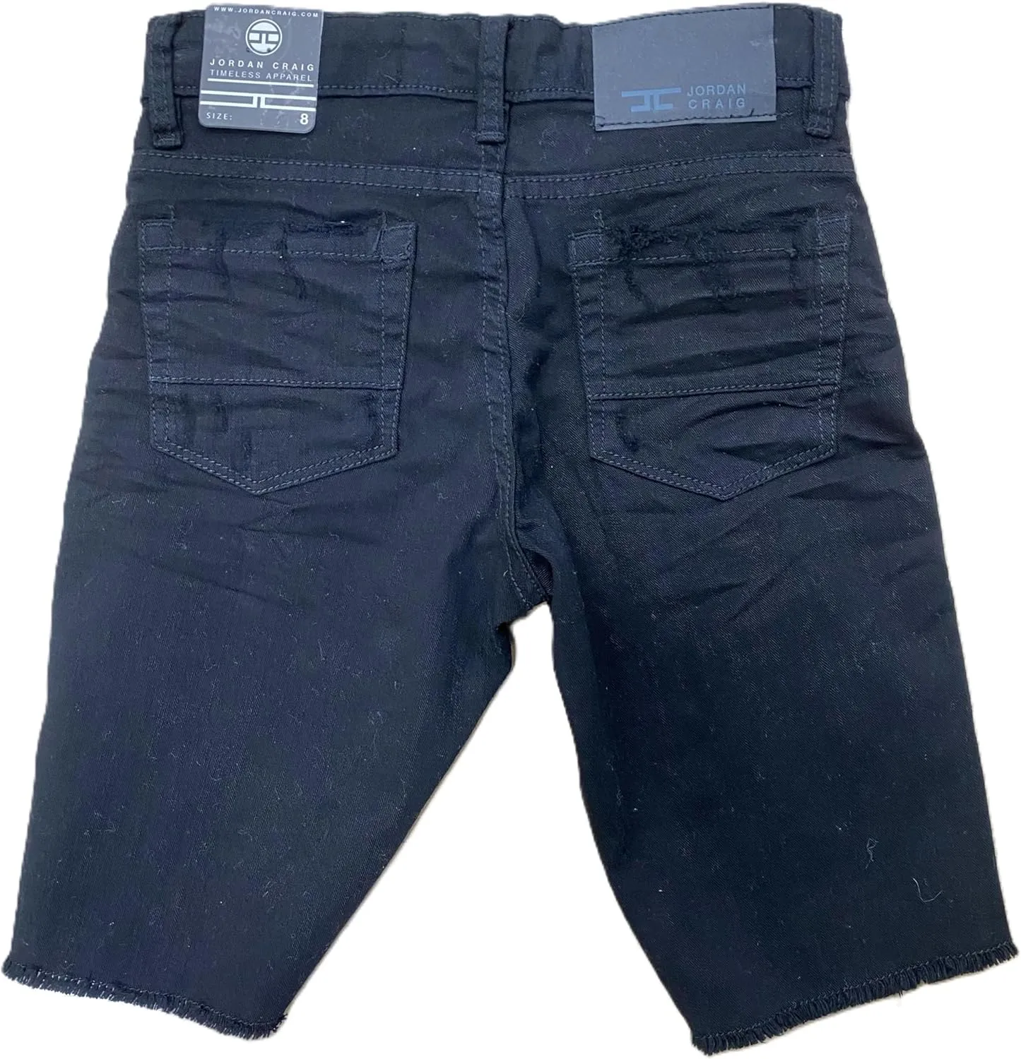 Kids Shreded Jet Black Jeans Shorts