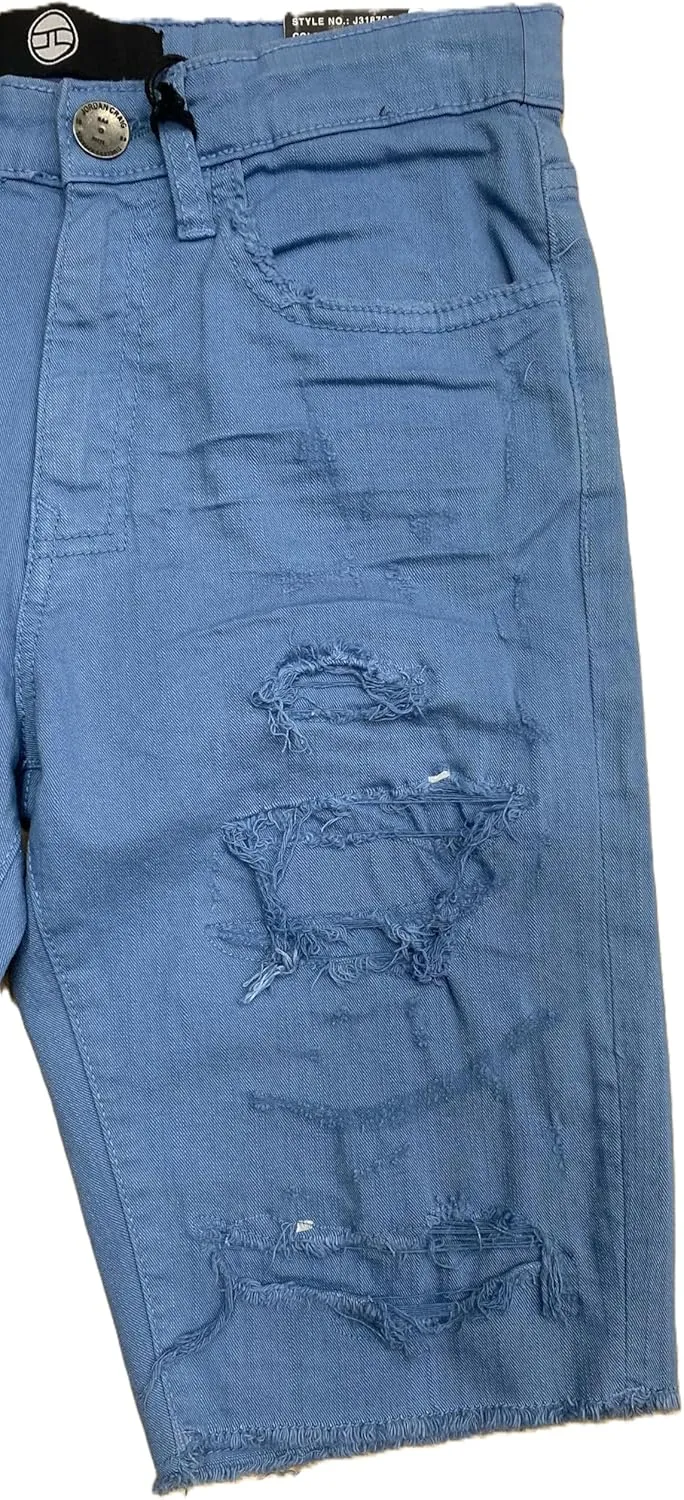 Kids Shreded Sky Blue Jeans Shorts