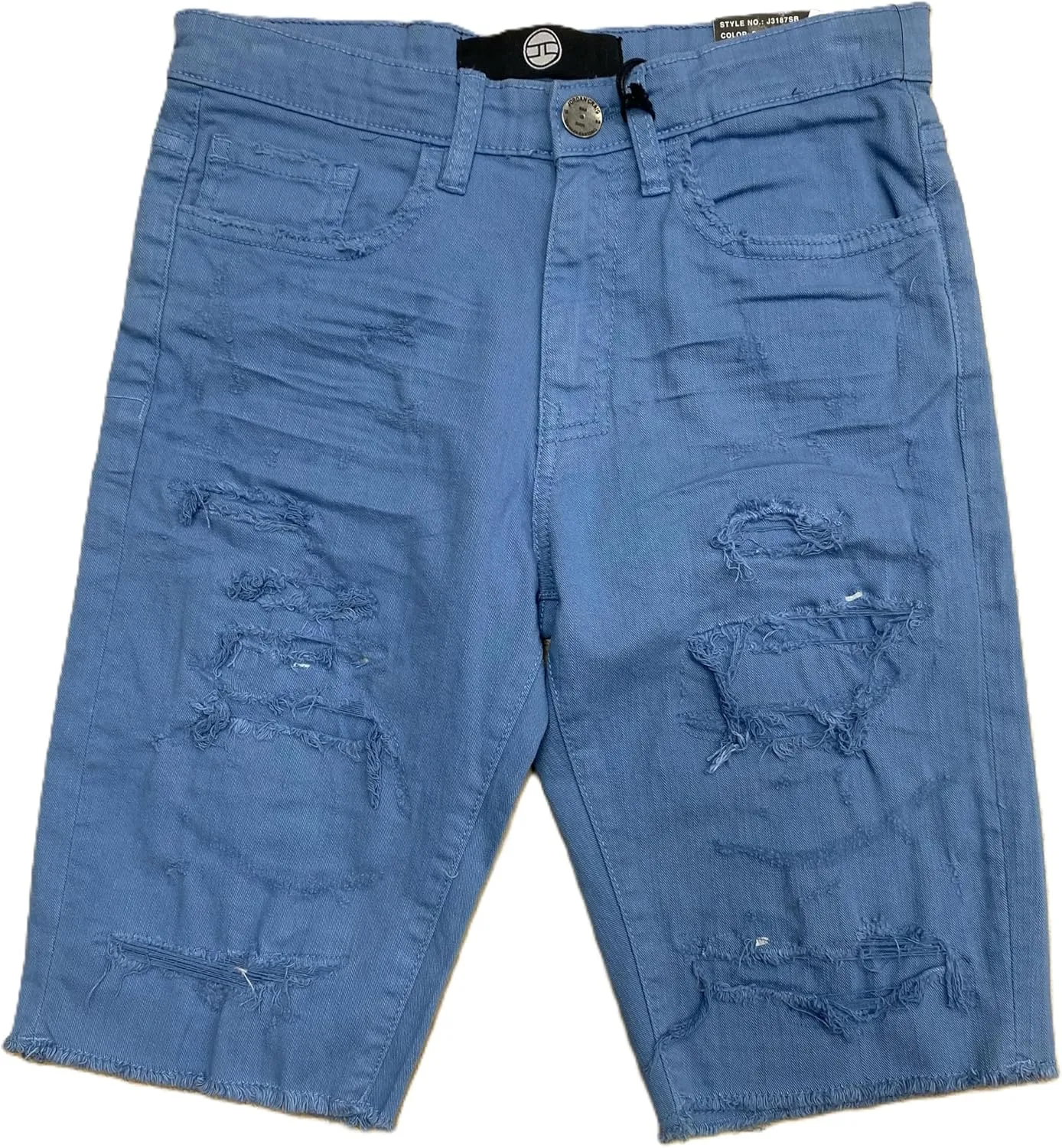 Kids Shreded Sky Blue Jeans Shorts