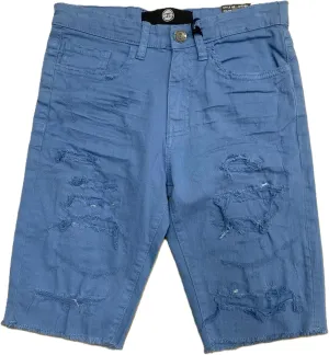 Kids Shreded Sky Blue Jeans Shorts