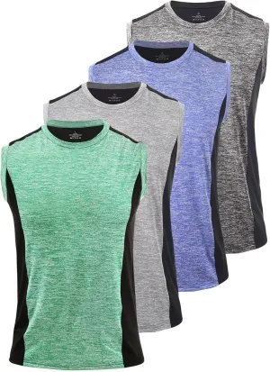 Knuffnee 4 Pack Men's Workout Tank Tops Athletic Gym Muscle Tank Tops Quick Dry Sleeveless T-Shirts