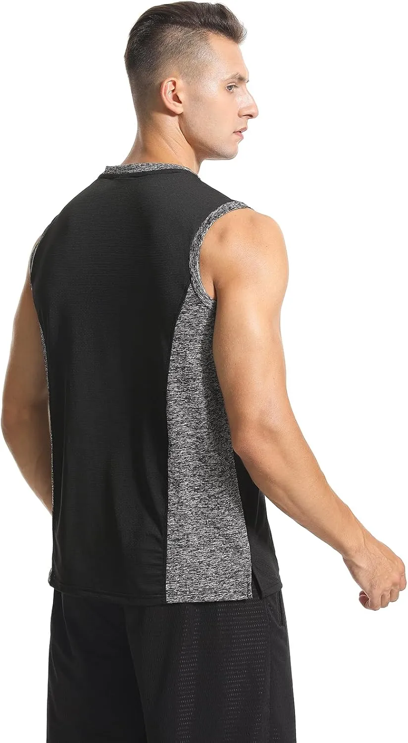 Knuffnee 4 Pack Men's Workout Tank Tops Athletic Gym Muscle Tank Tops Quick Dry Sleeveless T-Shirts
