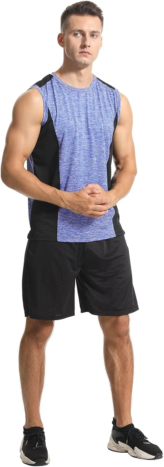 Knuffnee 4 Pack Men's Workout Tank Tops Athletic Gym Muscle Tank Tops Quick Dry Sleeveless T-Shirts