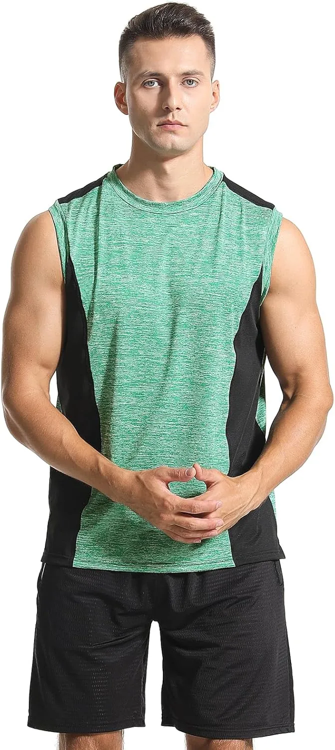 Knuffnee 4 Pack Men's Workout Tank Tops Athletic Gym Muscle Tank Tops Quick Dry Sleeveless T-Shirts