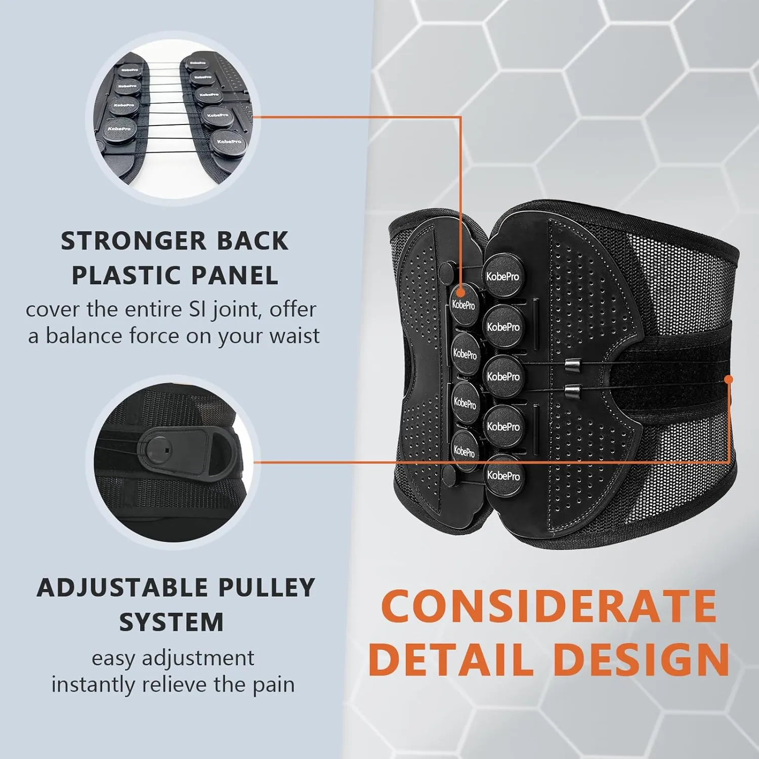 KobrPro Back Brace Support Belt-Lumbar Support Back Brace for Back Pain, Sciatica, Scoliosis, Herniated Disc Adjustable Support Straps Waist Supporter, Easy Waist Corset, Waist Belt, Mesh Ventilation, Double Compression (Single Puller, Small)
