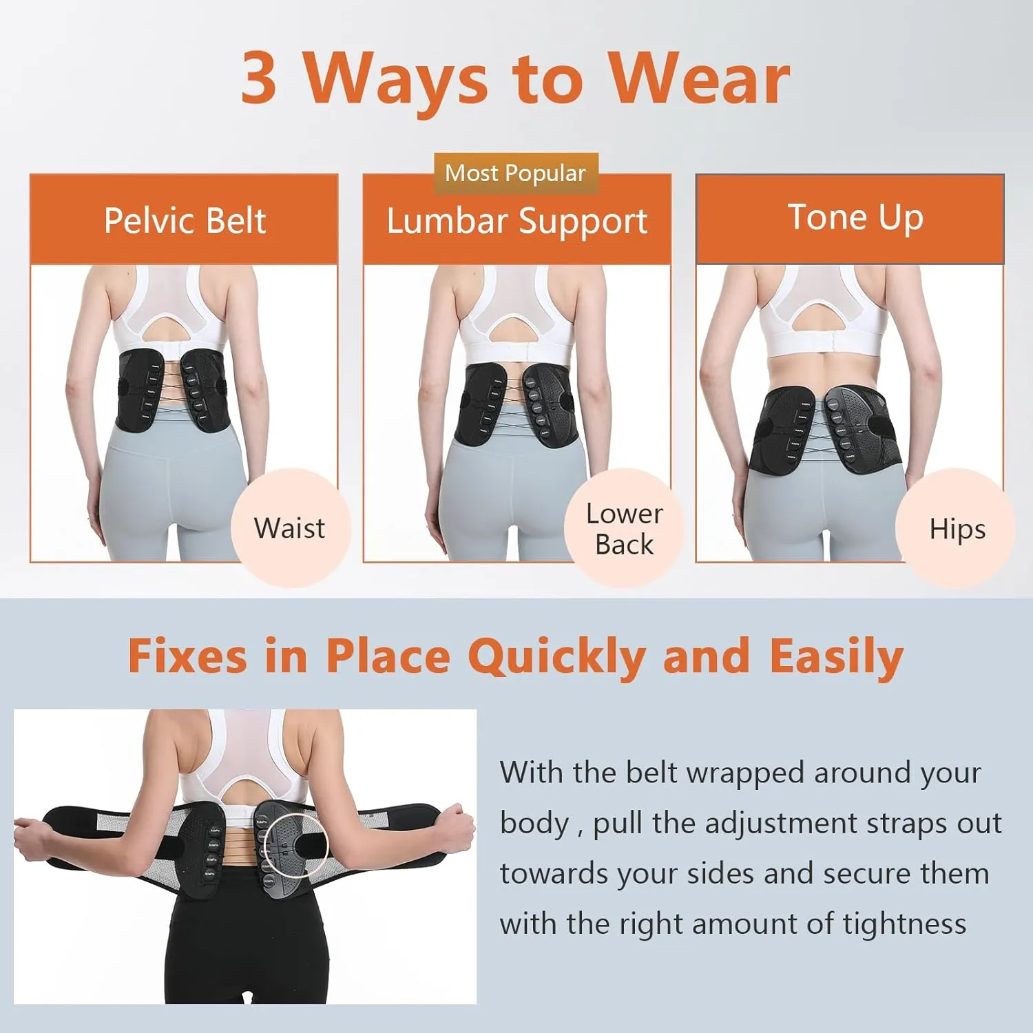 KobrPro Back Brace Support Belt-Lumbar Support Back Brace for Back Pain, Sciatica, Scoliosis, Herniated Disc Adjustable Support Straps Waist Supporter, Easy Waist Corset, Waist Belt, Mesh Ventilation, Double Compression (Single Puller, Small)