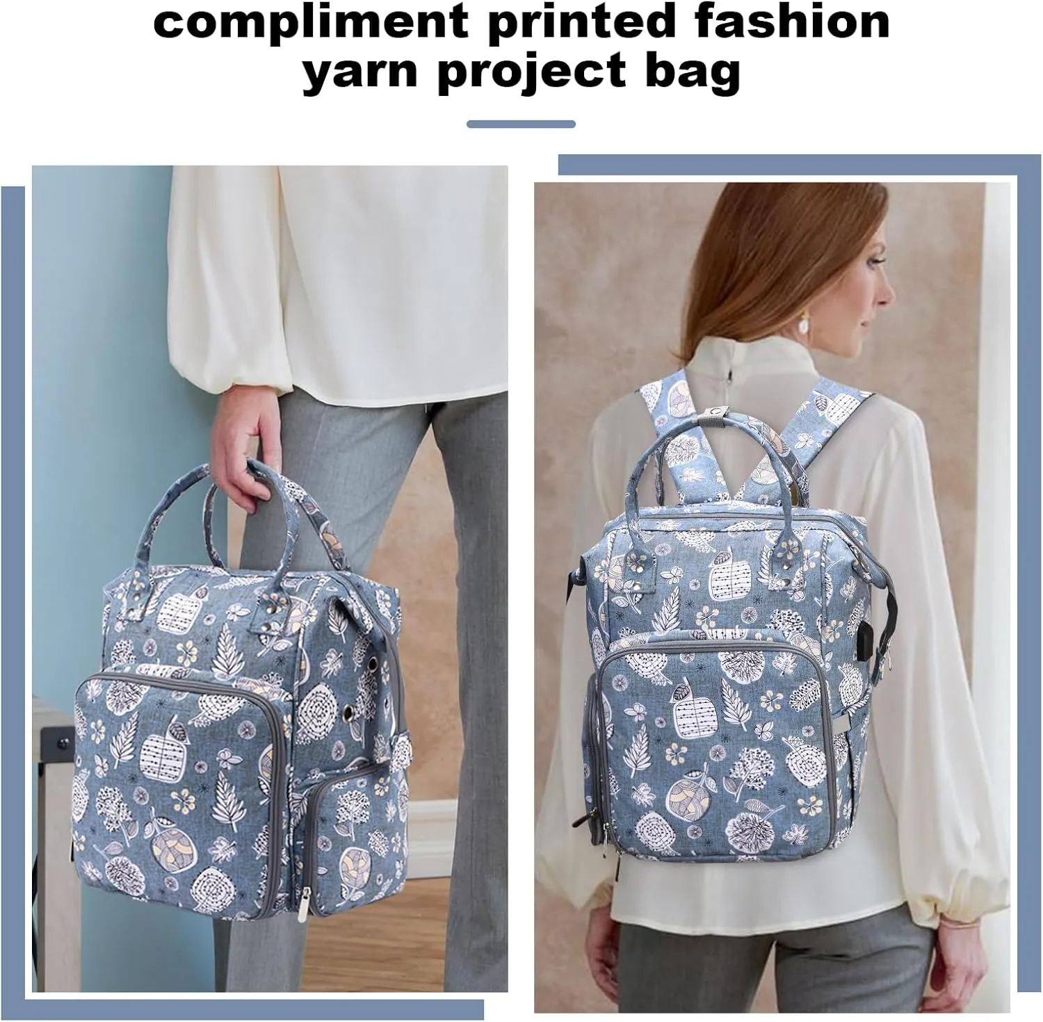KOKNIT crochet bag,knitting bagBackpack and Tote Bag Storage Bag ，Large capacityYarn Storage Organizer Travel Crochet Bag Women Carrying Crochet Accessories Knitting Needles Crochet