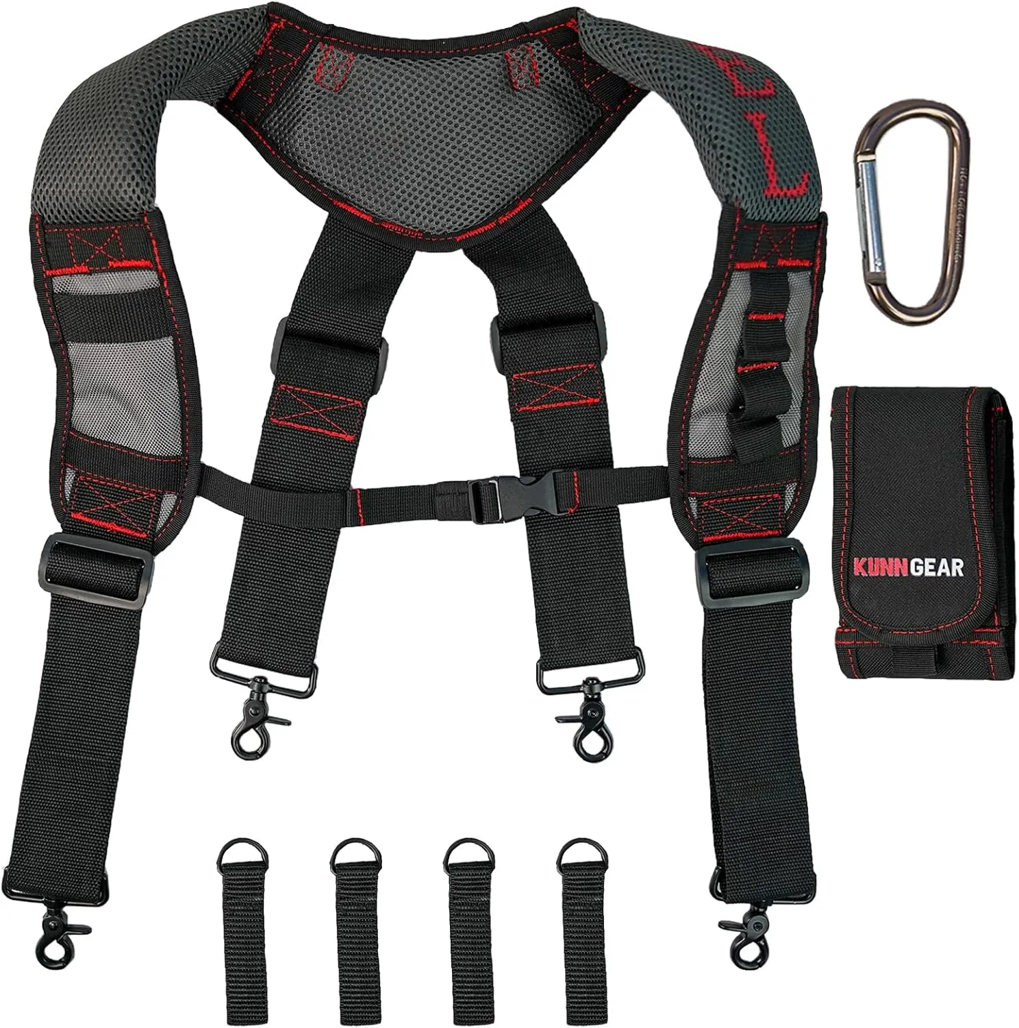KUNN Gel-Padded Tool Belt Suspenders for Construction Work - Comfortable Support for Carpenters,Electricians & DIY