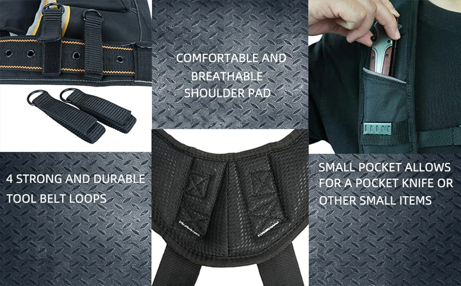 KUNN Tool Belt Suspenders for Men with Magnetic Wristband,Heavy Duty Work Suspender for Construction Electricians Carpenter Framer Tool Belts,Black