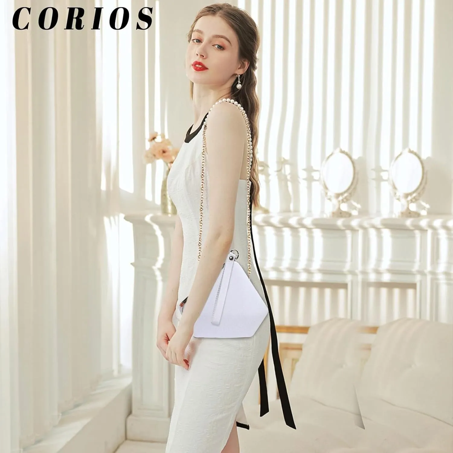 Ladies Sparkly Handbag Elegant Crossbody Glitter Pentagon Shoulder Women Sequin Clutch Bridal Wedding Purse
