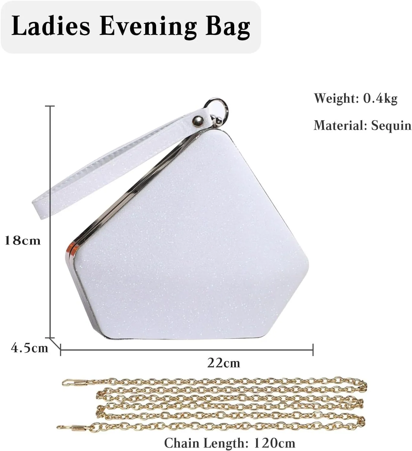Ladies Sparkly Handbag Elegant Crossbody Glitter Pentagon Shoulder Women Sequin Clutch Bridal Wedding Purse