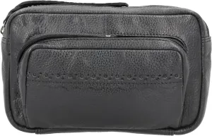 Laney Buffalo Leather Waist Pack Organizer by Lady Conceal with Locking Zippers (Black)