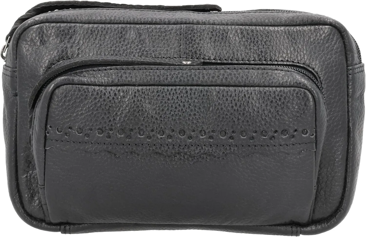 Laney Buffalo Leather Waist Pack Organizer by Lady Conceal with Locking Zippers (Black)