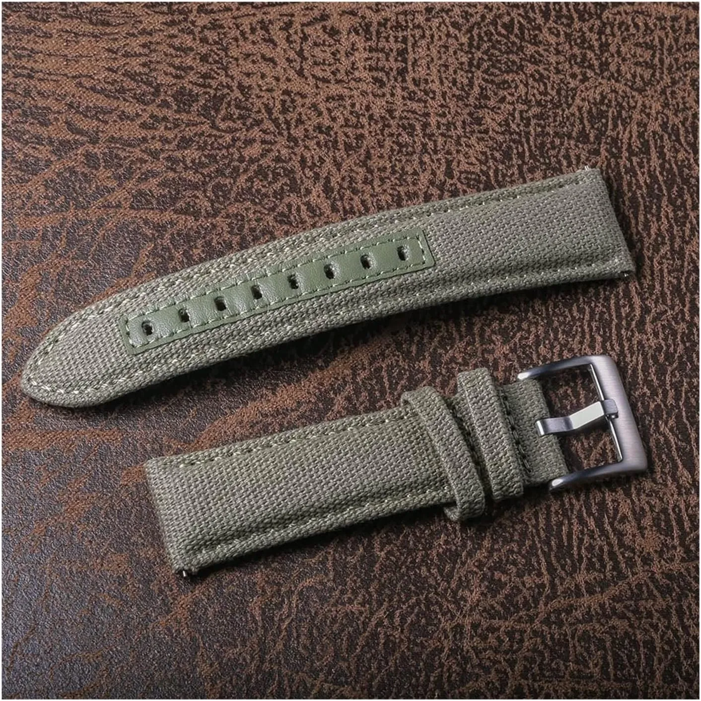LAnGSHAW Watch Bands Premium Material Quick Release Quality Nylon Watch Straps Steel Buckle 18mm 20mm 22mm 24mm (Band Color : Green, Band Width : 24mm)