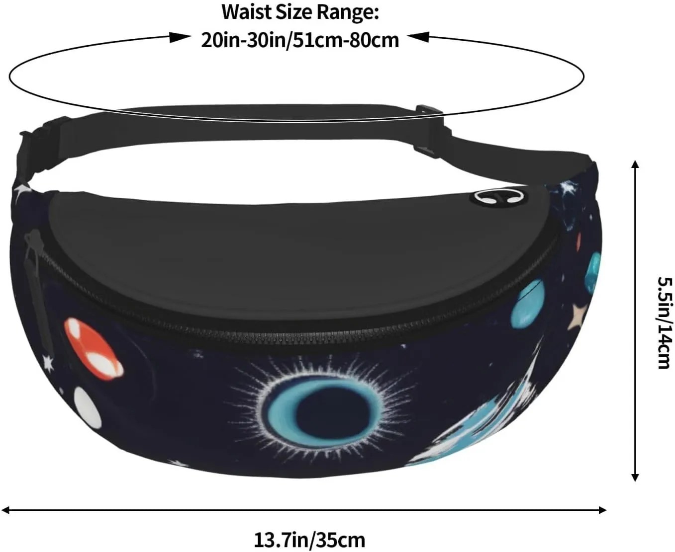 Large Bum Bag Galaxy Decor Waist Fanny Pack For Men Women,Bumbags With Headphone Jack And Zip Pockets Adjustable Belt For Sport Running Hiking Camping Workout Cycling