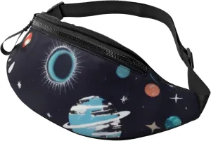 Large Bum Bag Galaxy Decor Waist Fanny Pack For Men Women,Bumbags With Headphone Jack And Zip Pockets Adjustable Belt For Sport Running Hiking Camping Workout Cycling