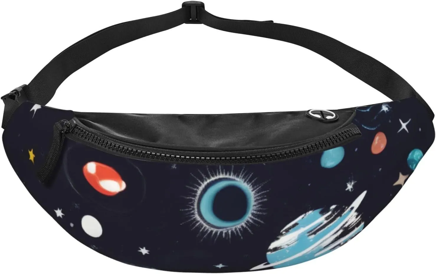 Large Bum Bag Galaxy Decor Waist Fanny Pack For Men Women,Bumbags With Headphone Jack And Zip Pockets Adjustable Belt For Sport Running Hiking Camping Workout Cycling