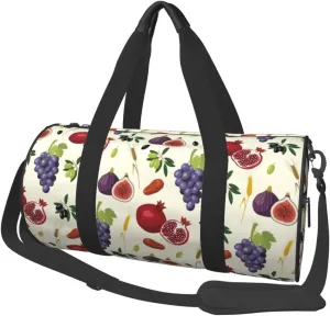 Large Duffle Bag for Travel - Cute Grape Pomegranate Gym Bag for Women Men, Foldable Travel Bags for Women Men with Zippered Multiple Pockets