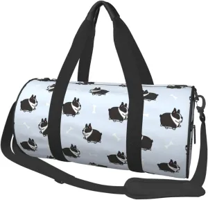 Large Duffle Bag for Travel - Fat Boston Terrier Dog Funny Gym Bag for Women Men, Foldable Travel Bags for Women Men with Zippered Multiple Pockets
