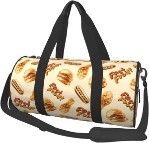 Large Duffle Bag for Travel - Hamburger Chicken Legs Gym Bag for Women Men, Foldable Travel Bags for Women Men with Zippered Multiple Pockets