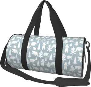 Large Duffle Bag for Travel - Polar Bears And Snowy Winter Gym Bag for Women Men, Foldable Travel Bags for Women Men with Zippered Multiple Pockets