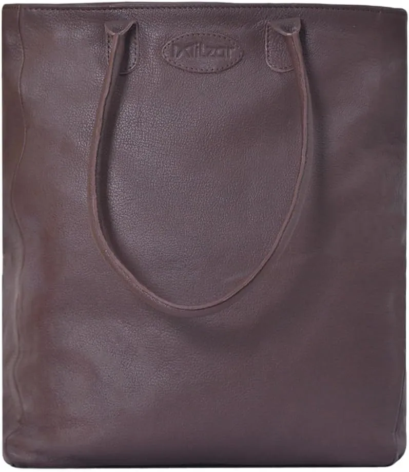 Large Leather Tote Bag for Women Soft Semi Veg Goat Skin, Top Handle, Inside Zipper Pockets Leather Tote Bags for Women