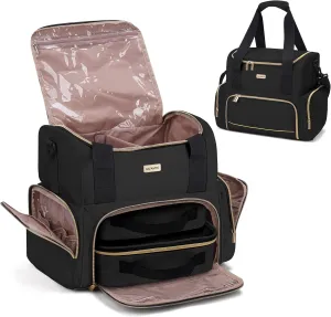 Large Makeup Cosmetic Bag with 2 Removable Case, Double Layer Travel Makeup Organizer Case, travel Toiletry Bag For Women
