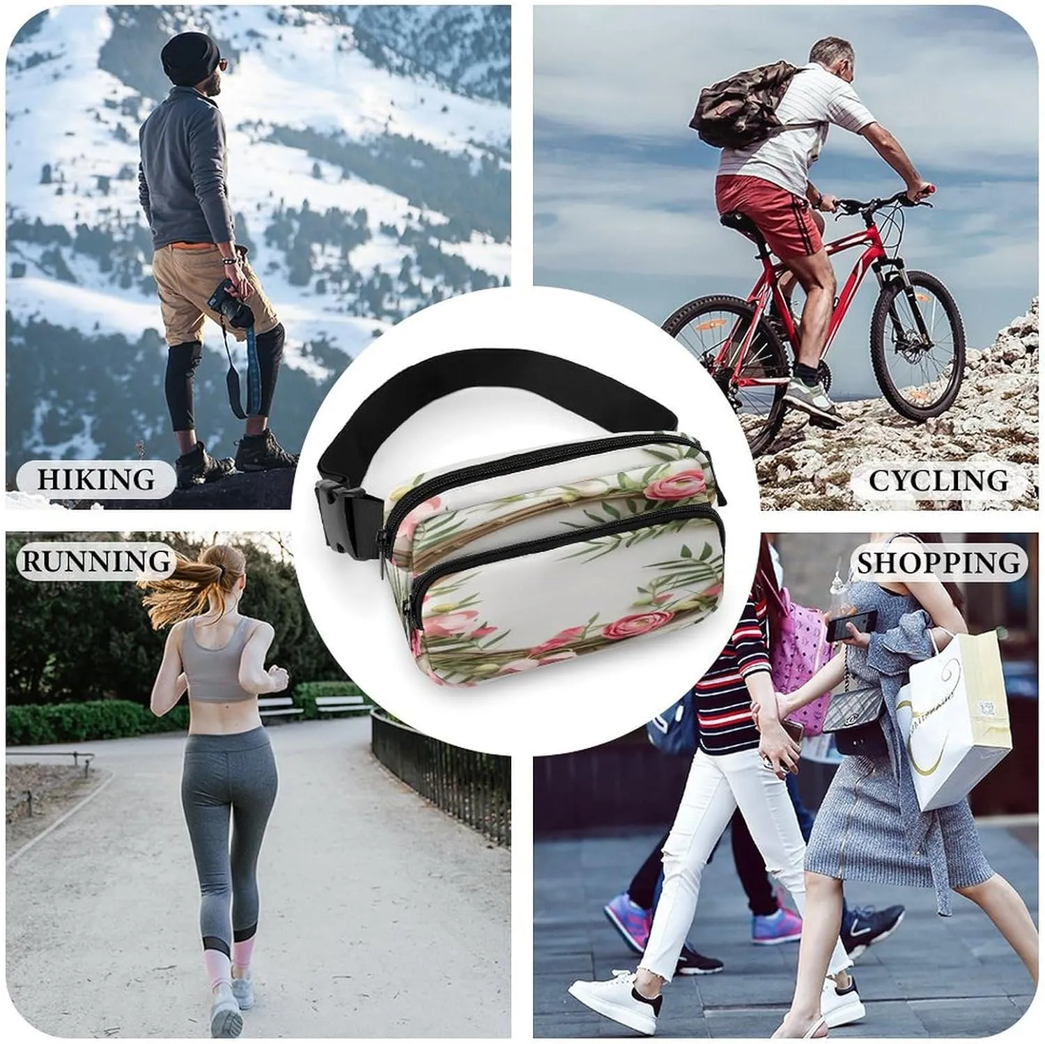 Large Waist Packs with Adjustable Strap,Handmade Garland CrossBody Fanny Pack Casual Bag for Travel Sports Running Hiking