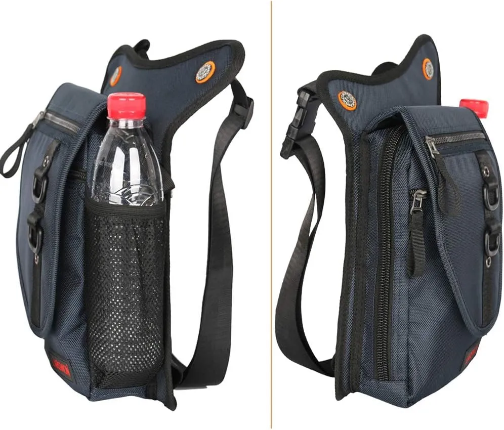 Larswon Thigh Pack - Tactical Waist Bag for Motorcycle, Waterproof Blue