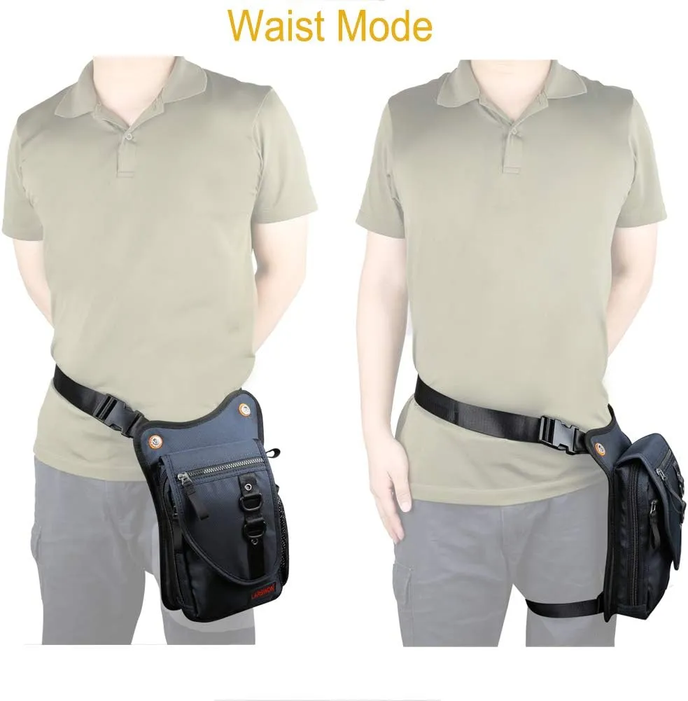 Larswon Thigh Pack - Tactical Waist Bag for Motorcycle, Waterproof Blue